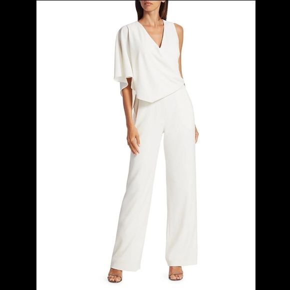 Halston Asymmetrical Cape Jumpsuit - Picture 4 of 10
